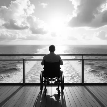 Handicapped Man on a Ship