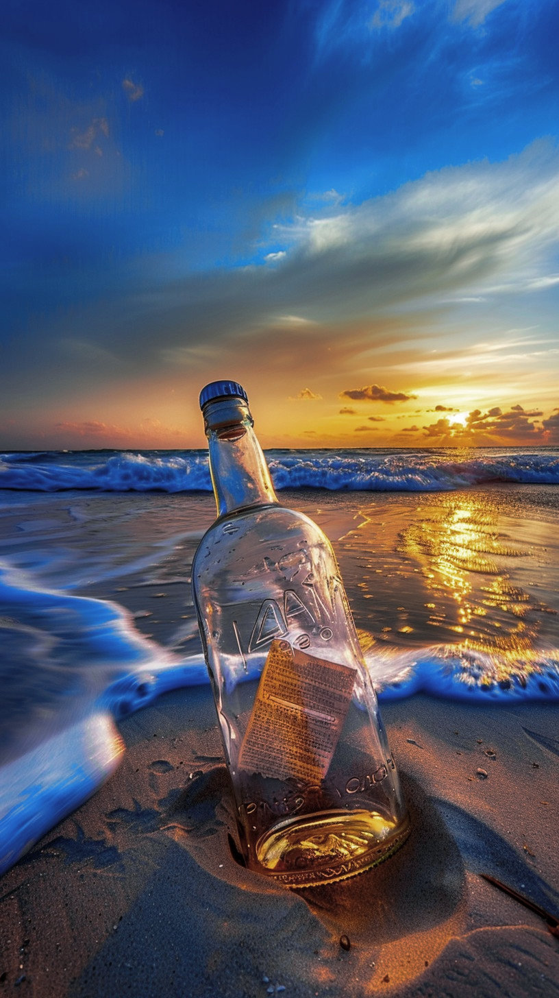 message in a bottle on the sea